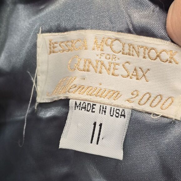 Gunne Sax Dress Womens Medium Green Holographic Y2K Whimsy Tube Prom Millennium - Picture 3 of 14